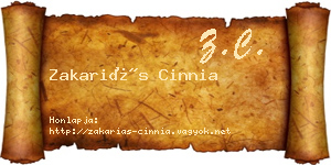 Zakariás Cinnia névjegykártya